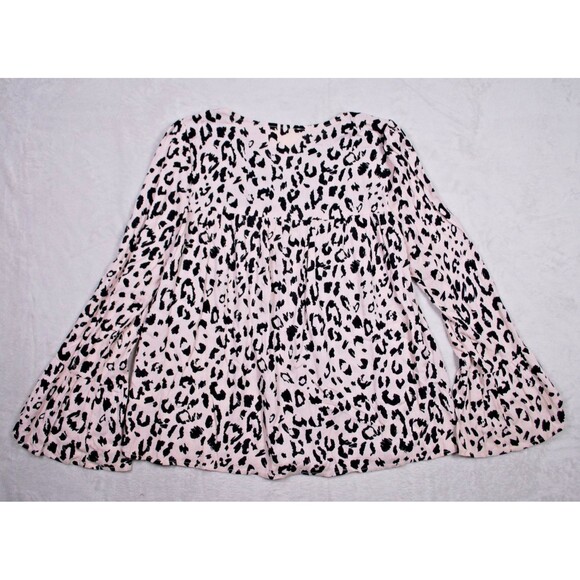 Savannah Jane Floral Embroidered Leopard Long Sleeve Peasant Top Size S - Picture 3 of 6